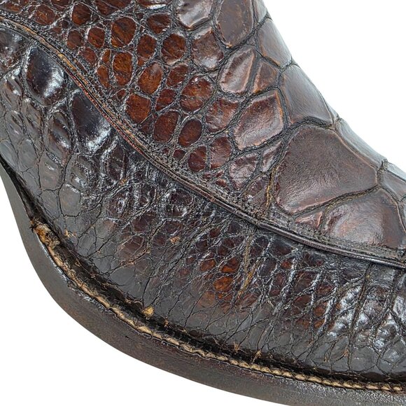 Vintage Exotic Justin Cowboy Boots Mens size 9D Brown Western 9020 White Label - Picture 6 of 16